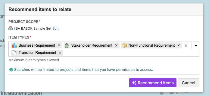Relationship Discovery filters screenshot